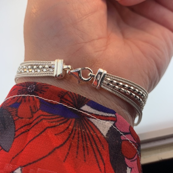 Sterling silver diamond cut multi link knot bracelet, 7”L, gently worn - Picture 3 of 7